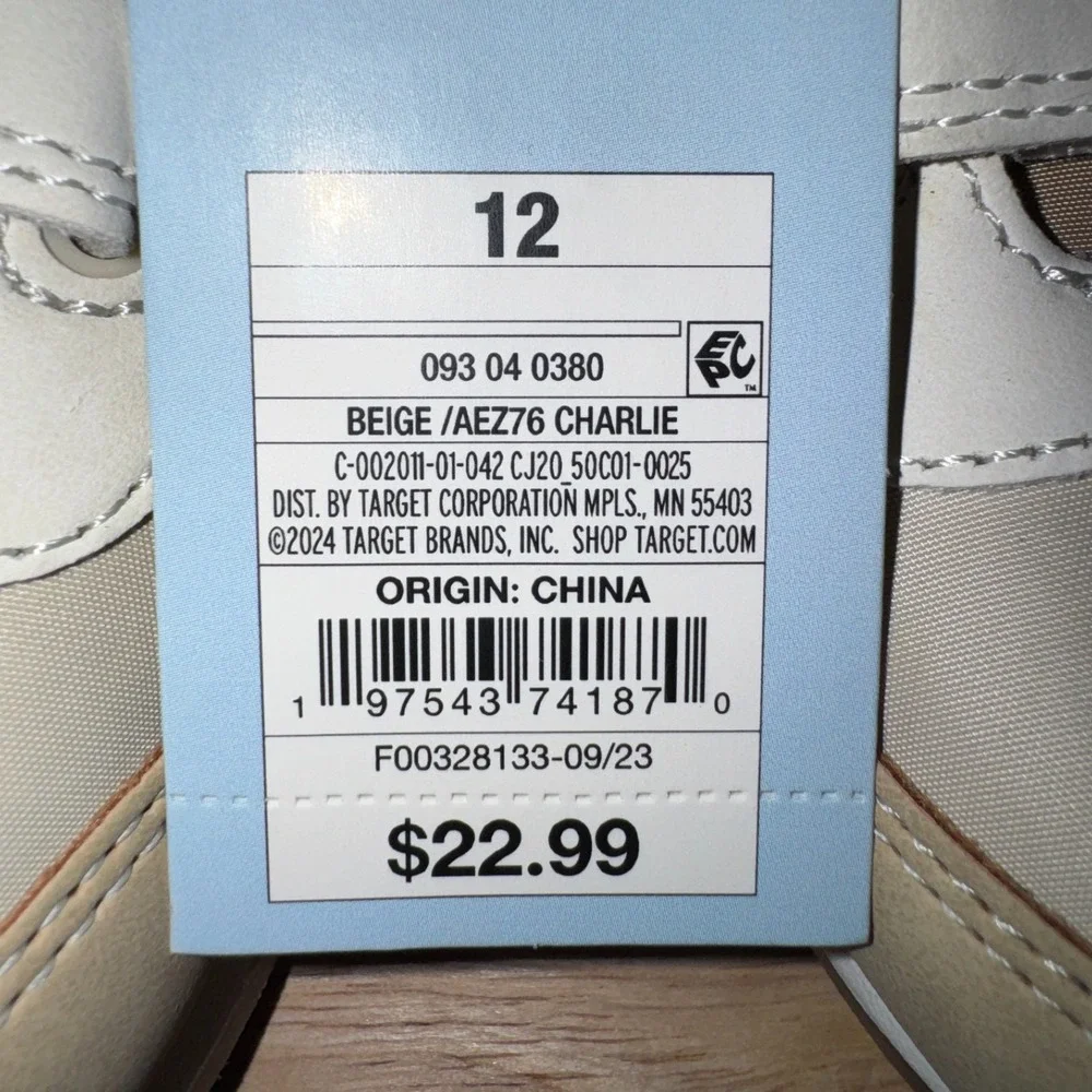 Cat & Jack Charlie Retro Sneakers Toddler Size 12T Tan Hook Loop New w Tags